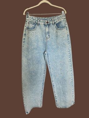Embellished Light Blue Boyfriend Jeans